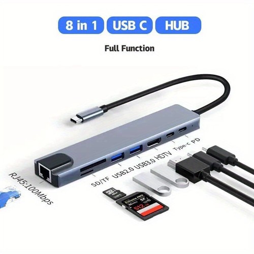 Usb hub 1 adapter 4k - hub, 8-in-1