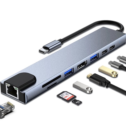 Usb hub 1 adapter - usb-c, 8-in-1