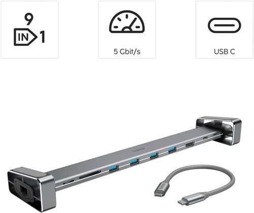 Hama 9in1 usb docking - usb-c,